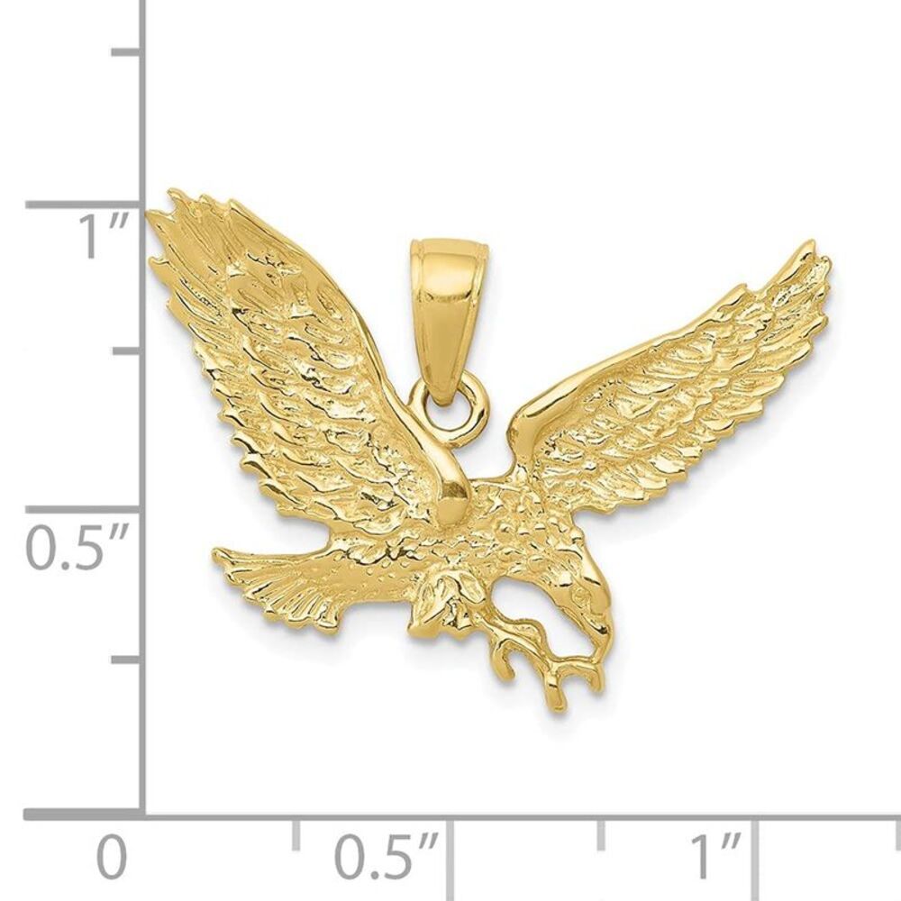 10k Yellow Gold Solid Polished Eagle Pendant - image 8